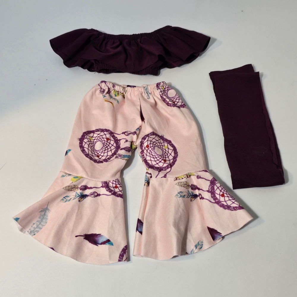 Handmade 18" Doll Clothes Lot Fit
American Girl Boho Bell Bottom Ruffle Top Set